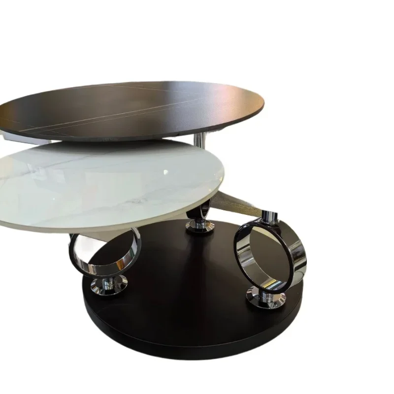 

High and low combination multi-functional rotating coffee table living room round size coffee table