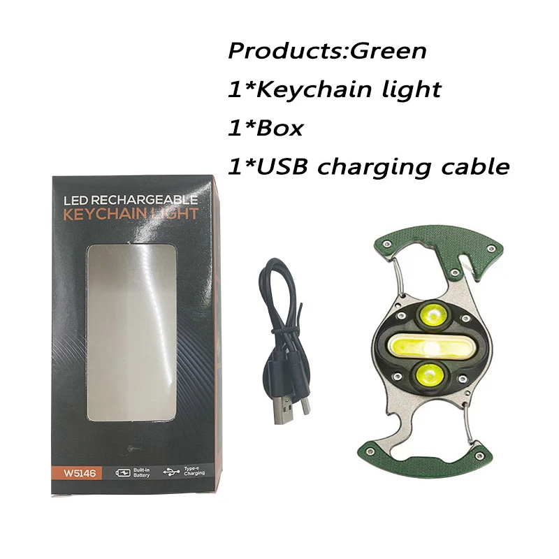 Mini LED Işıklı Küçük El Feneri Güçlü Taşınabilir Anahtarlık Işık Çok Fonksiyonlu Manyetik Şişe Açacağı USB Şarj Edilebilir Fener