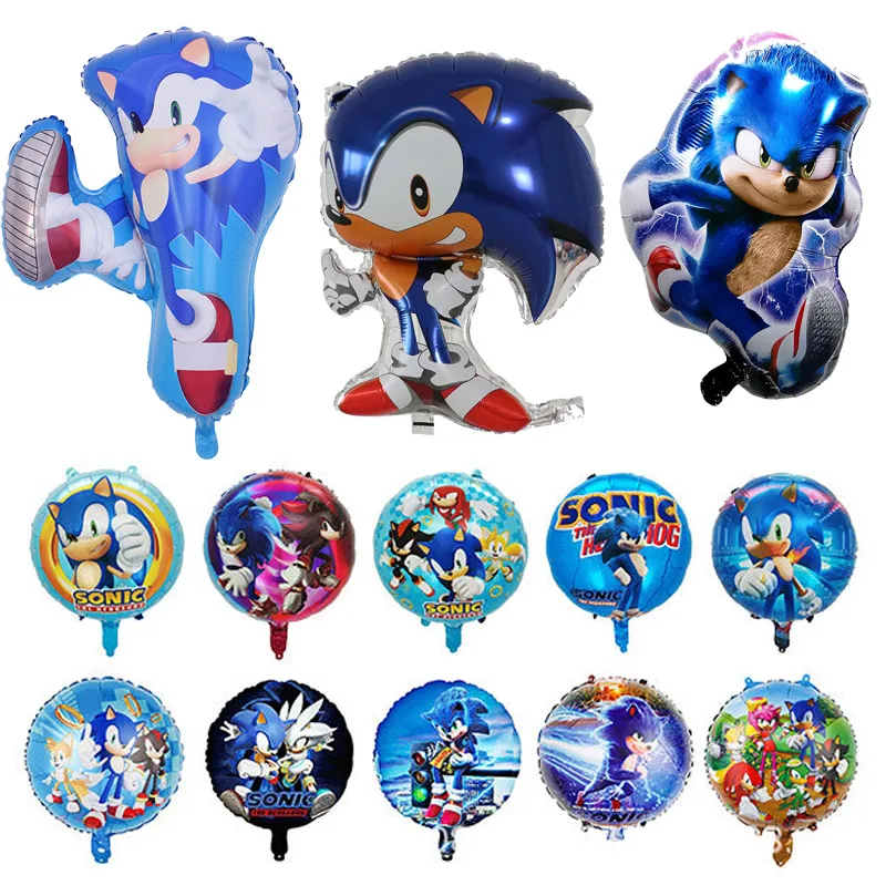 Hot Cartoon Sonices Balloon Happy Birthday Aluminum Balloon Set Children's Birthdays Party Decoration Gender Revealing Balloon