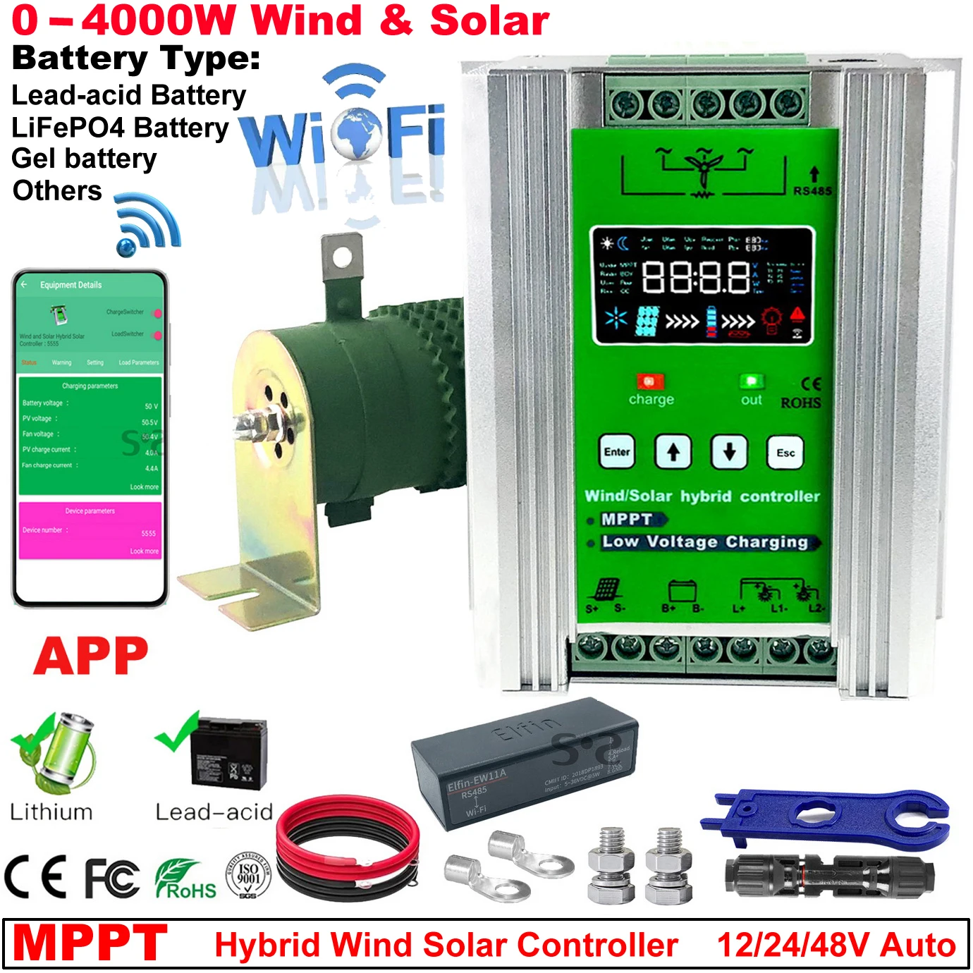 controlador de carga hibrido solar eolico com display led 3kw 4000w 02000w 0 2000w wi fi mppt 12v 24v 48v 01