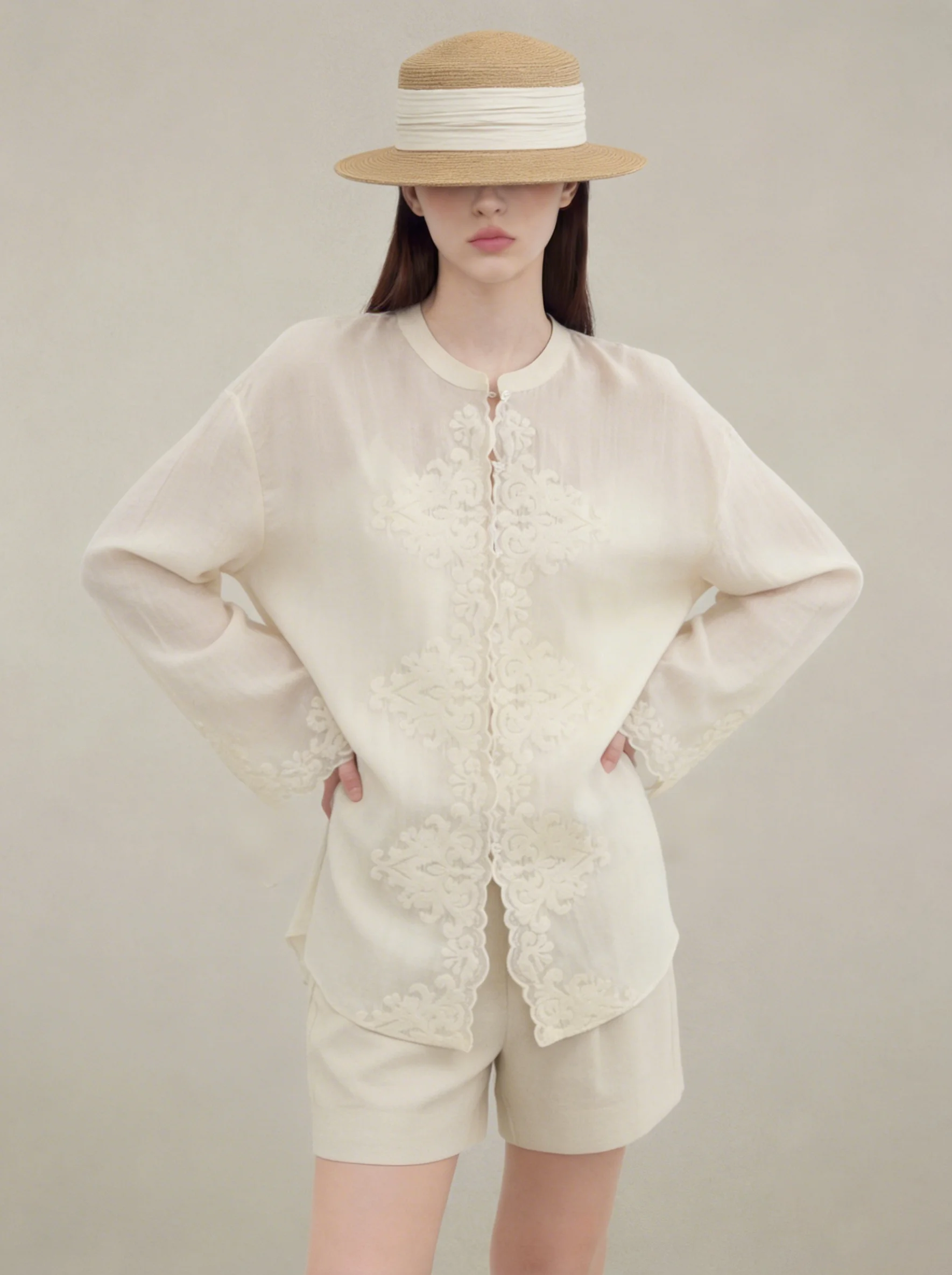 

Элегантная женская рубашка с вышивкой, длинным рукавом и круглым вырезом, цвета груши, повседневная, свободного кроя, весенняя новинка, модная рубашка