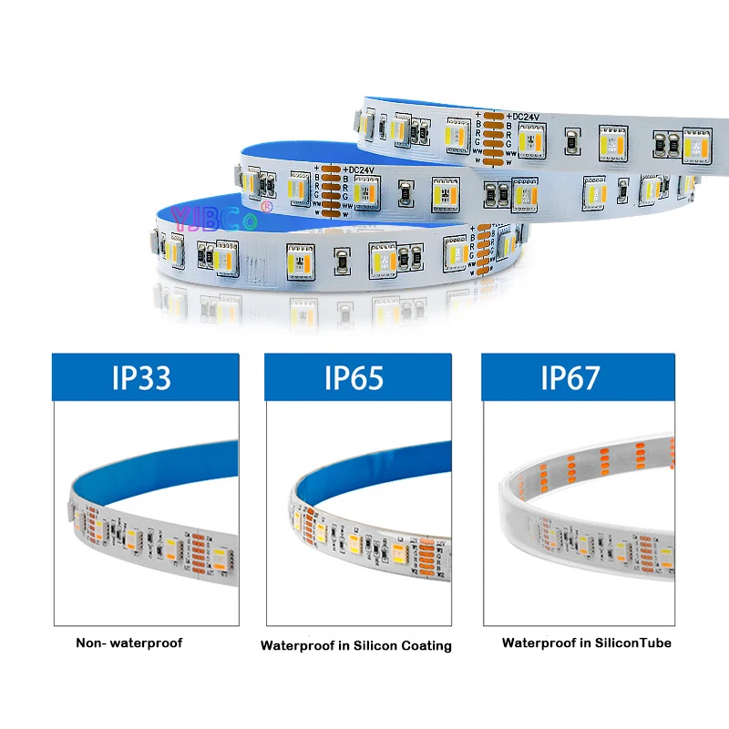 

5m RGBCCT 5 in 1 LED Strip 12V 24V SMD 5050 60/96 LEDs/m RGB+CW/WW RGBWC Color Temperature light tape Ribbon high brightness