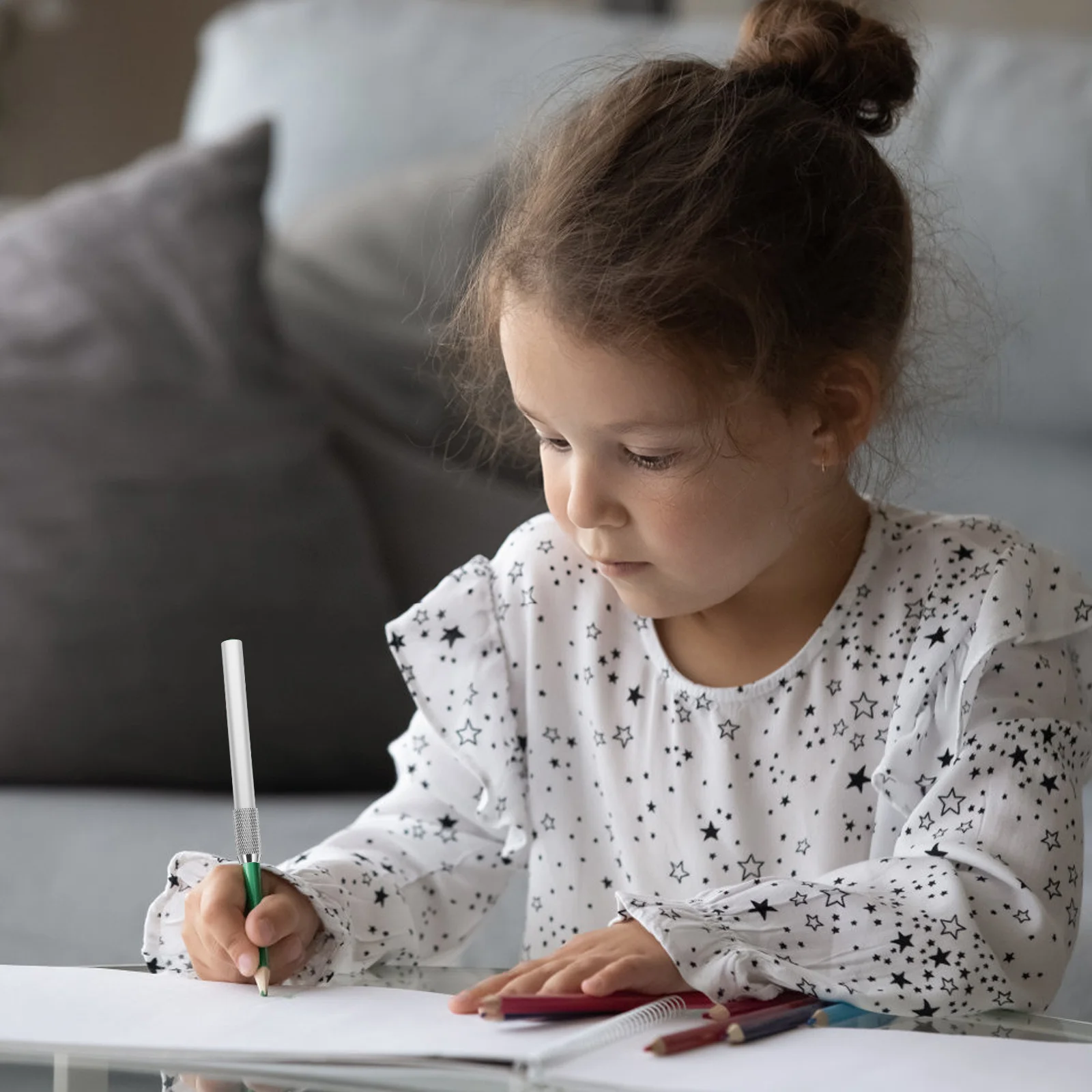 

5pcs Pencil Lengthener Extender Stainless Steel Crayon Holder For Colored Pencils Sketch Drawing Tool School Office Supplies Art