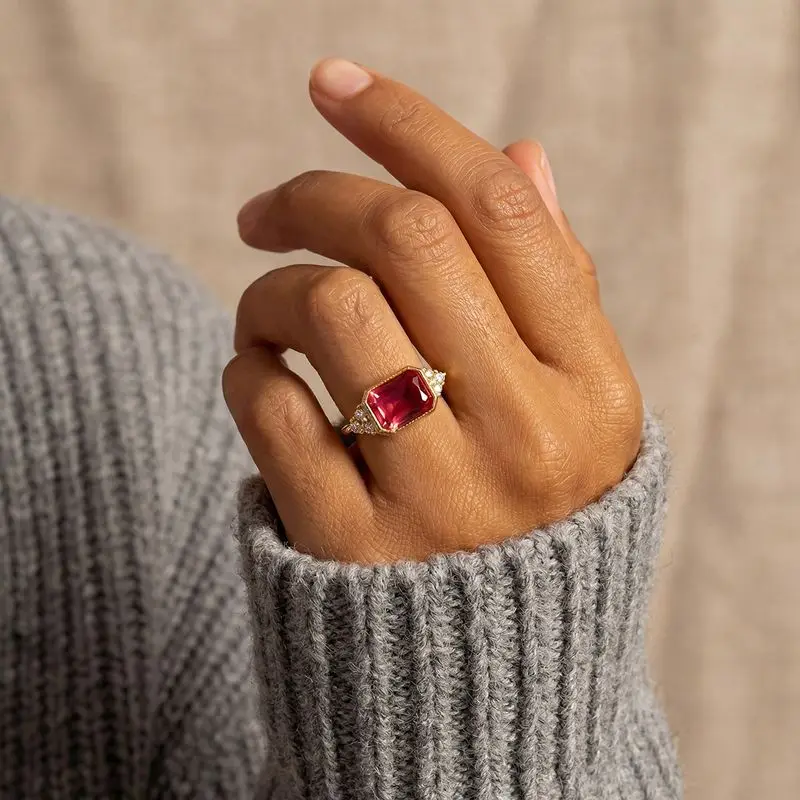 Daily Wear Square Palace Style Cubic Zircon Rings for Women Gold Colour High Quality Female Accessories Wedding Party Jewelry