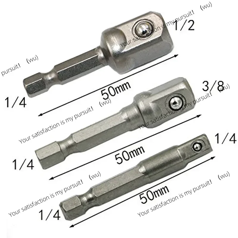 

3 Piece Drill Sleeve Adapter Impact Extension Drill Rod Sleeve Adapter 1/4 3/8 1/2 Size Hexagonal Shank Square Head