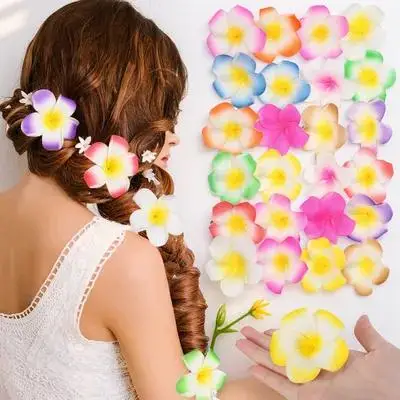 

Набор из 24 гавайских заколок для волос с цветами плюмерии, 6 см, 12 смешанных цветов, аксессуары для волос для пляжных вечеринок, свадеб и гавайских украшений