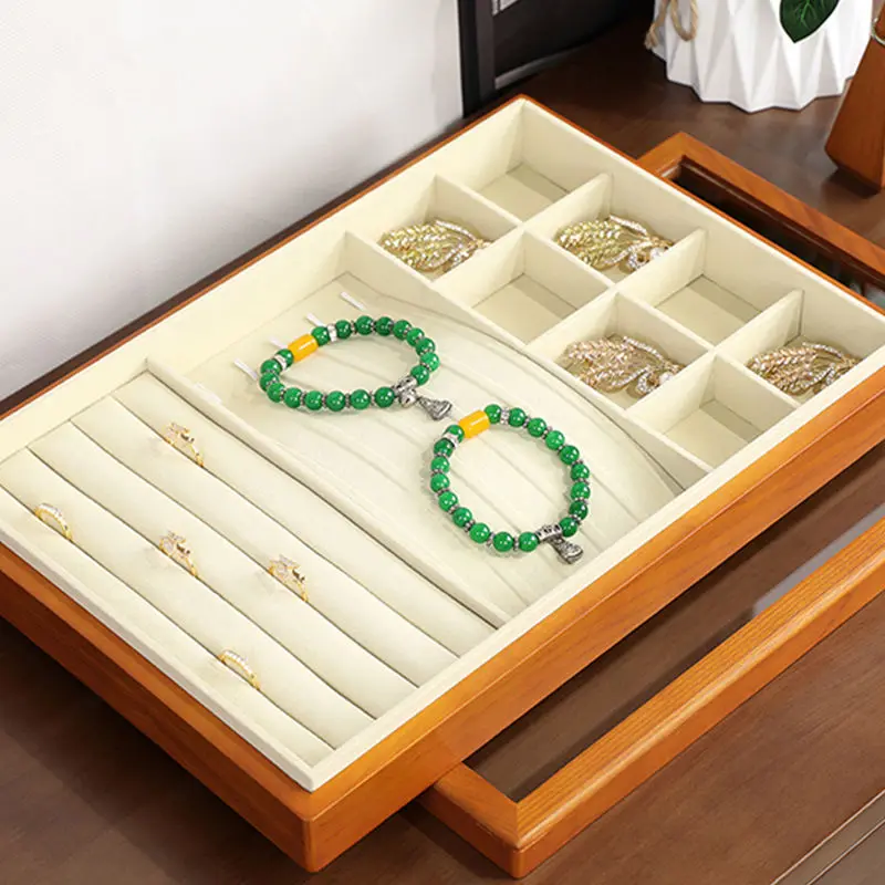 مجوهرات خشبية منظم صندوق قلادة سوار صناديق تخزين حلقة الإسورة قلادة خمر صينية العرض صناديق المجوهرات الفاخرة #2