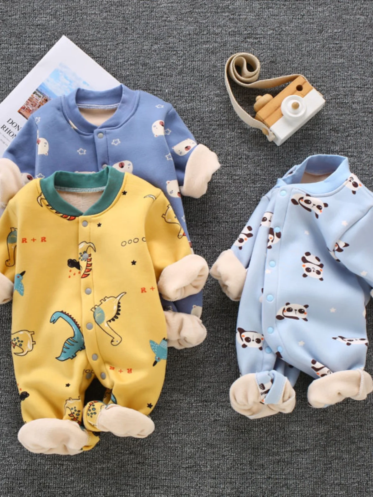 

Утепленный флисовый комбинезон для малышей, осенне-зимняя теплая одежда для новорожденных от 0 до 1 года, хлопковая куртка с длинными рукавами