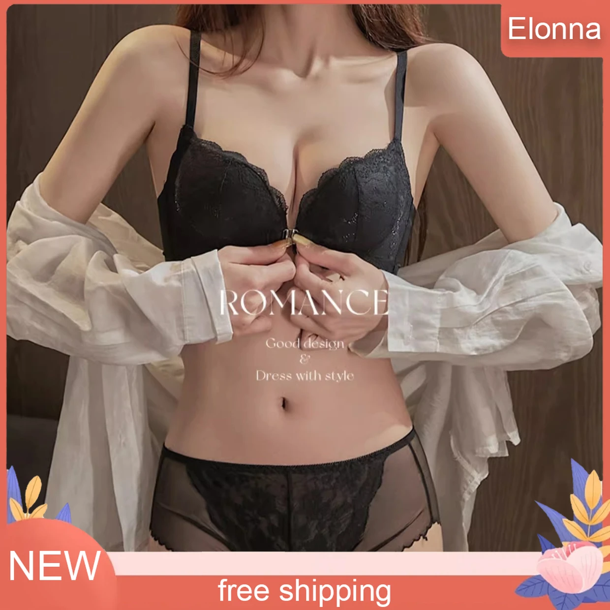 

Front Buckle Back Underwear Female Small Breasts Gathered Large Sexy Comfortable Non-steel Ring Anti-Sagging Non-marking Bra