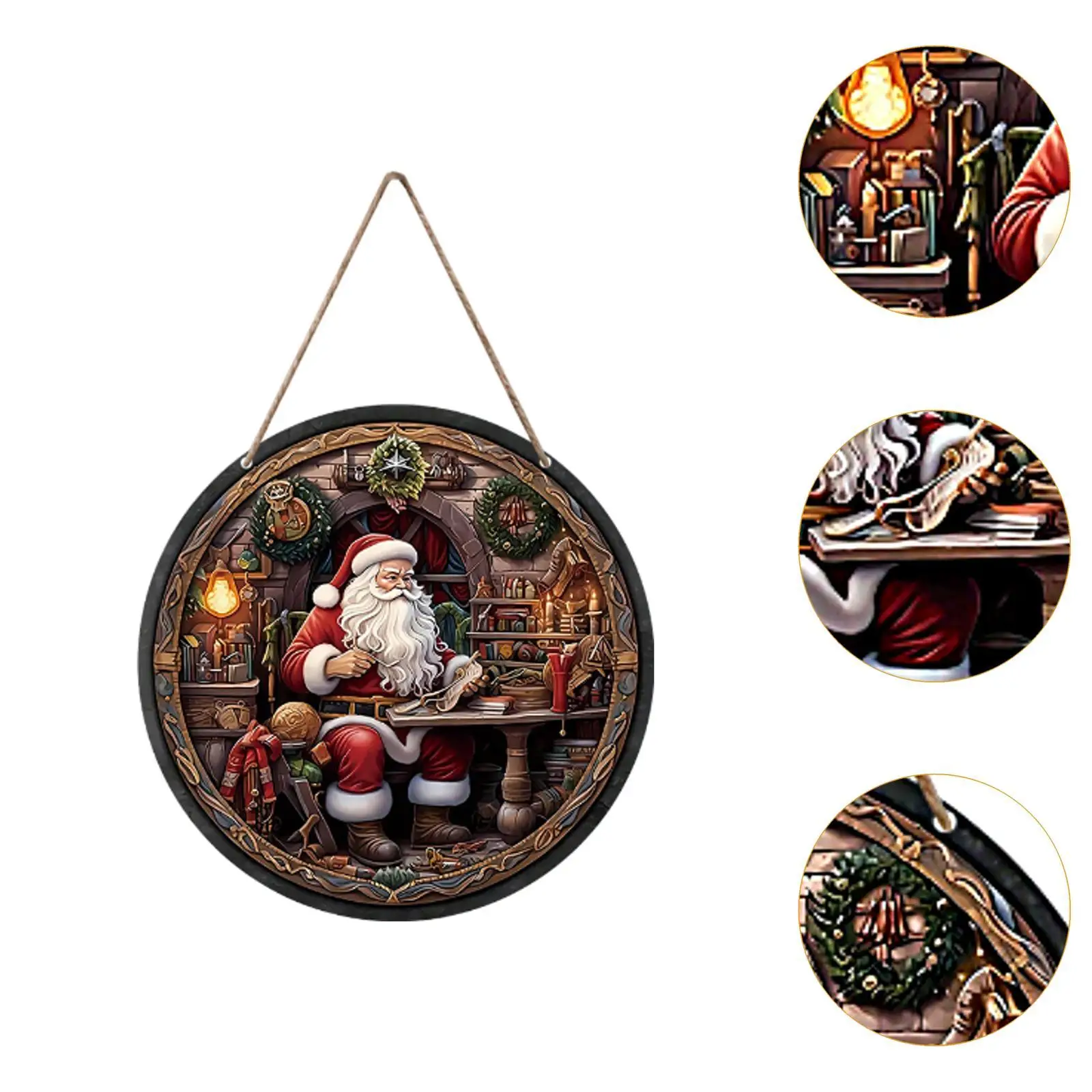 3Pcs Santa Claus Ornaments Scene Backdrop Kolorowe wiszące ozdoby świąteczne