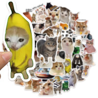 50PCS Creative and Funny Cat Collection Graffiti Stickers DI Luggage Laptop Skateboard Water Bottle Waterproof Stickers
