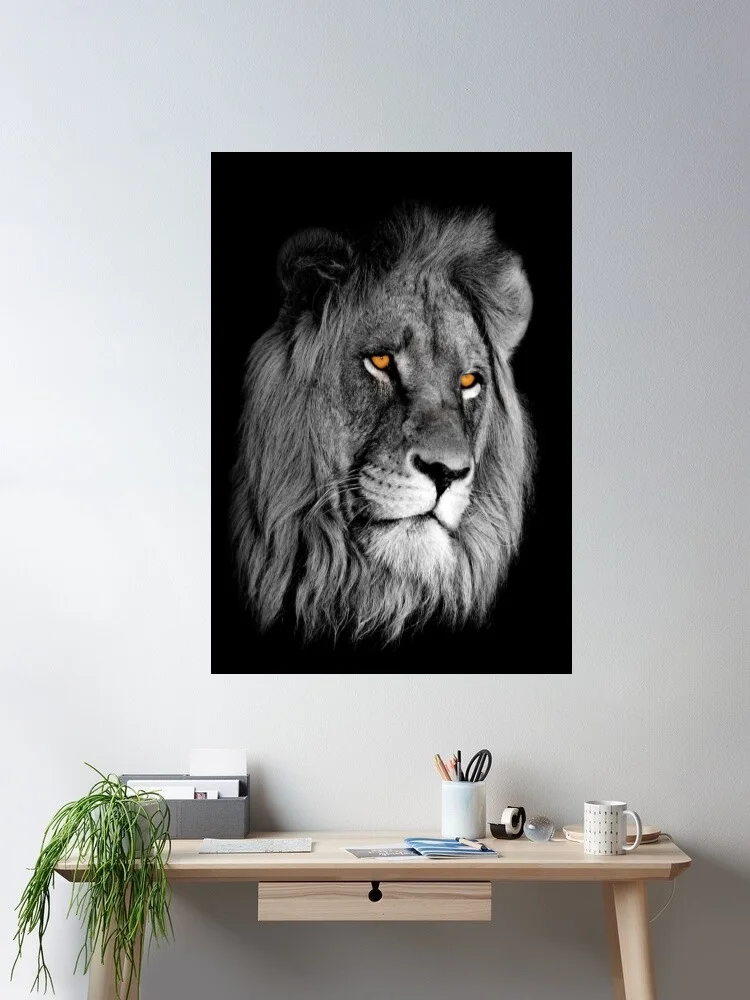 

African Lion Portrait Cat Fine Canvas POSTER ,Home Decor Wall art painting