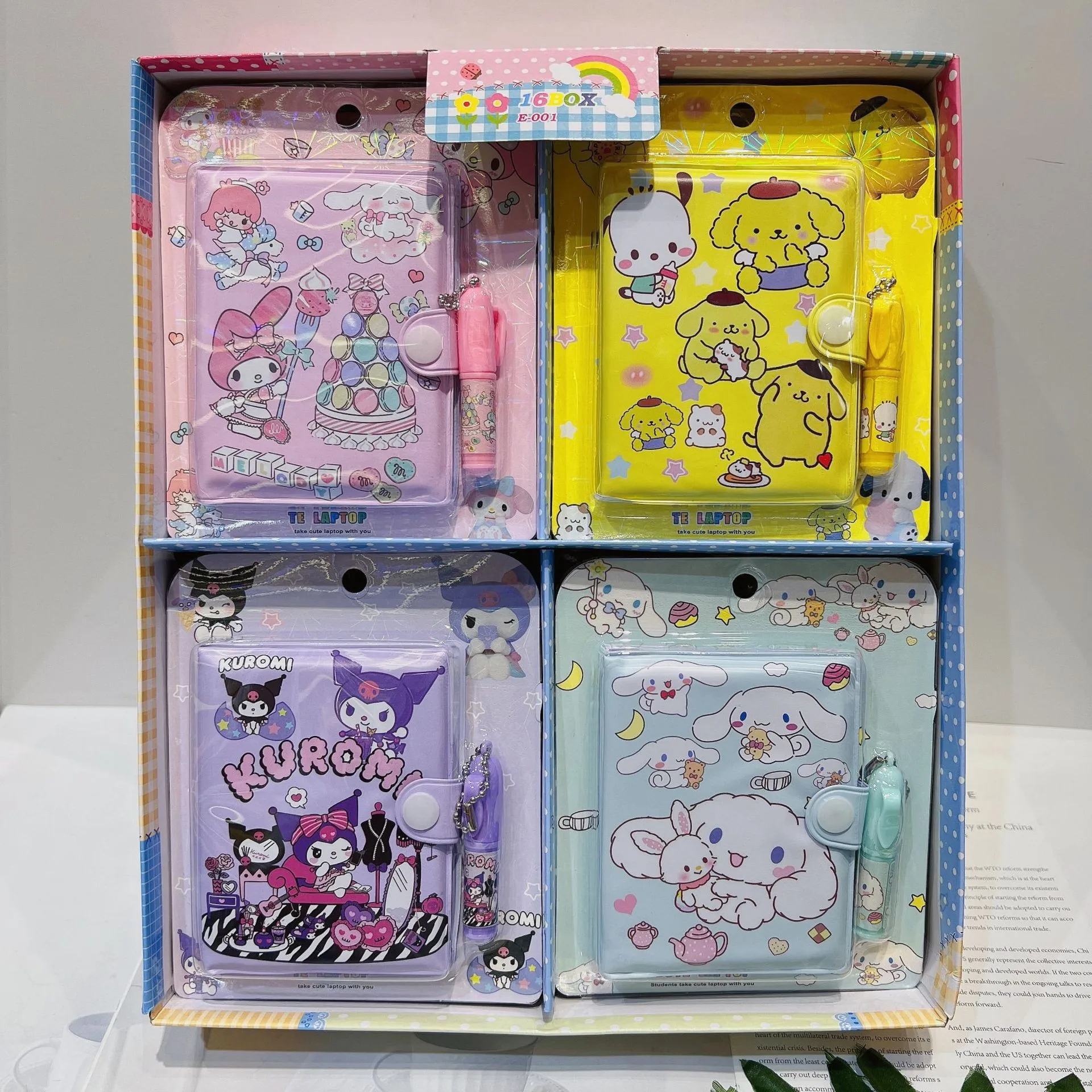 

Sanrio Handbook Kuromi Cinnamoroll Melody Pompompurin Cartoon Cute Children Notebook And Ballpoint Pen Set Child Gift Wholesale