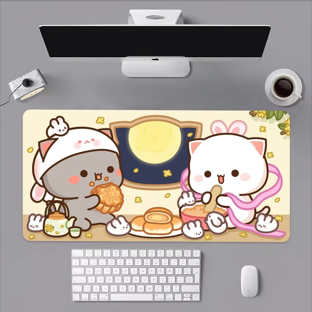 Mochi Peach Goma Cat Mouse Pad Computer Laptop Gaming Office Wrist Guard Non Slip Keyboard Pad