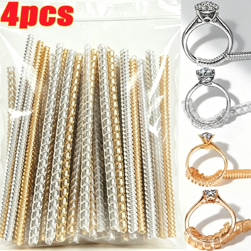 

New Silicone Ring Size Reducer Tool Invisible Transparent Tightener Resizing Adjust Spiral Spring Based Ring Jewelry Guard Rings