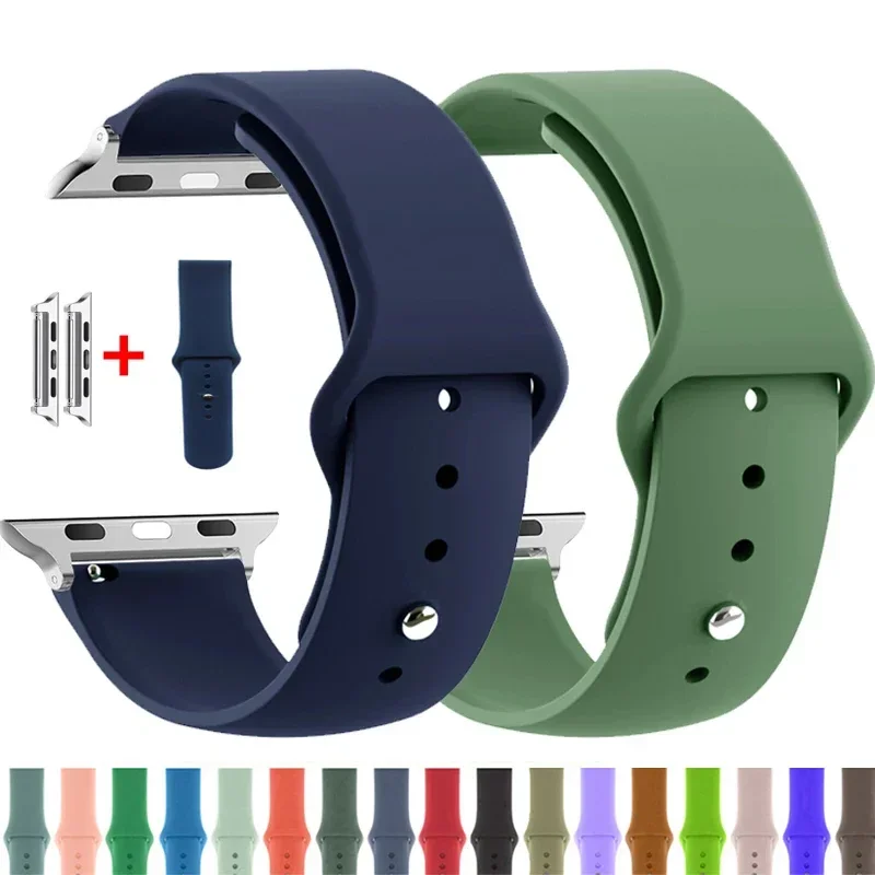 Silicone Strap For Apple Watch Bands 44mm 40mm 49mm 45mm 41mm 38mm 42mm belt bracelet iWatch series se 9 8 7 6 5 3 ultra 2 band