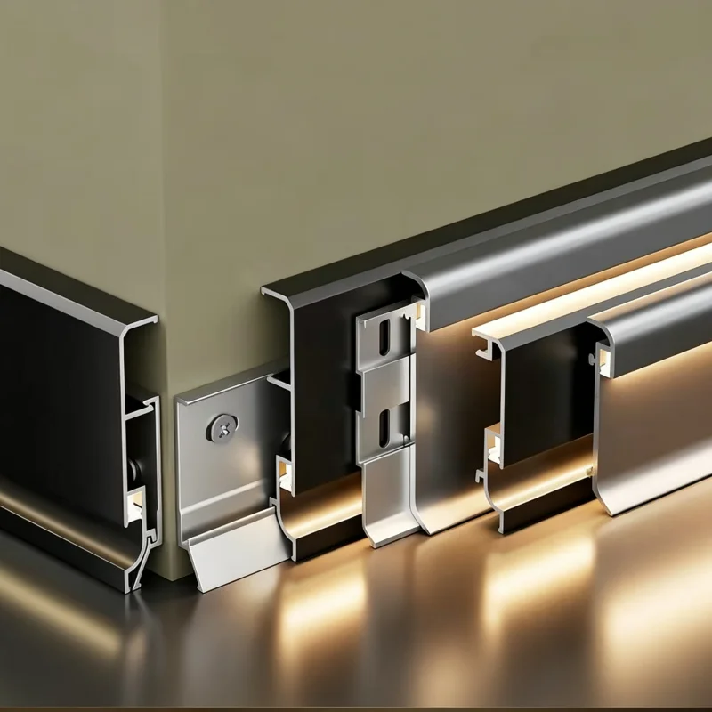 Metal LED Skirting Board Aluminum Profile Snap in Buckle Base Baseboard for Living Room Hallway Indoor Wall Floor Decor Lamp