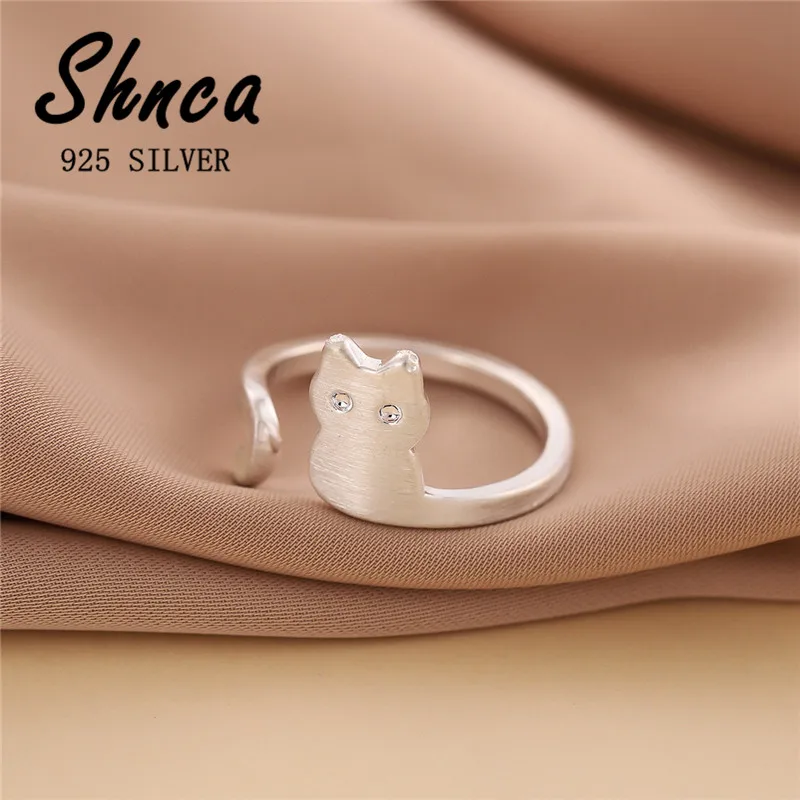 Hot Sale 925 Sterling Silver Cat Animal Open Rings For Women Female High Quality Sterling-Silver-Jewelry JY115