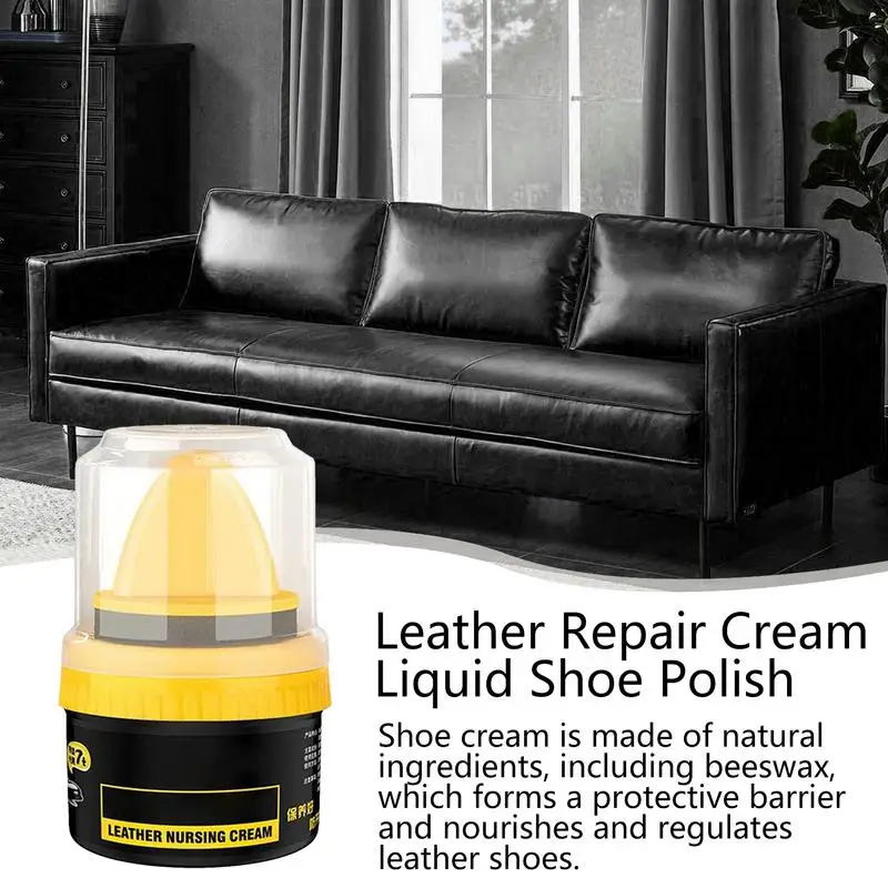 Crema líquida para zapatos con aplicador de esponja, crema para reparación de zapatos de cuero resistente a la decoloración para restaurar el Color