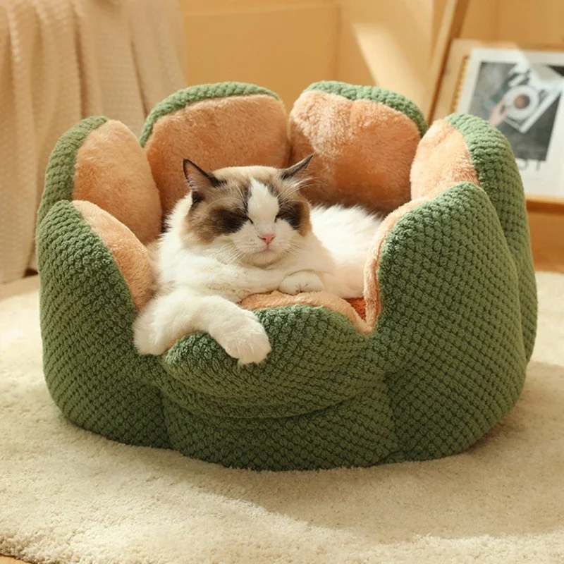 

Cactus Flower Dog Bed Warm Kitten Lounger Cushions House Very Soft Small Dog Bed Washable Cats Beds