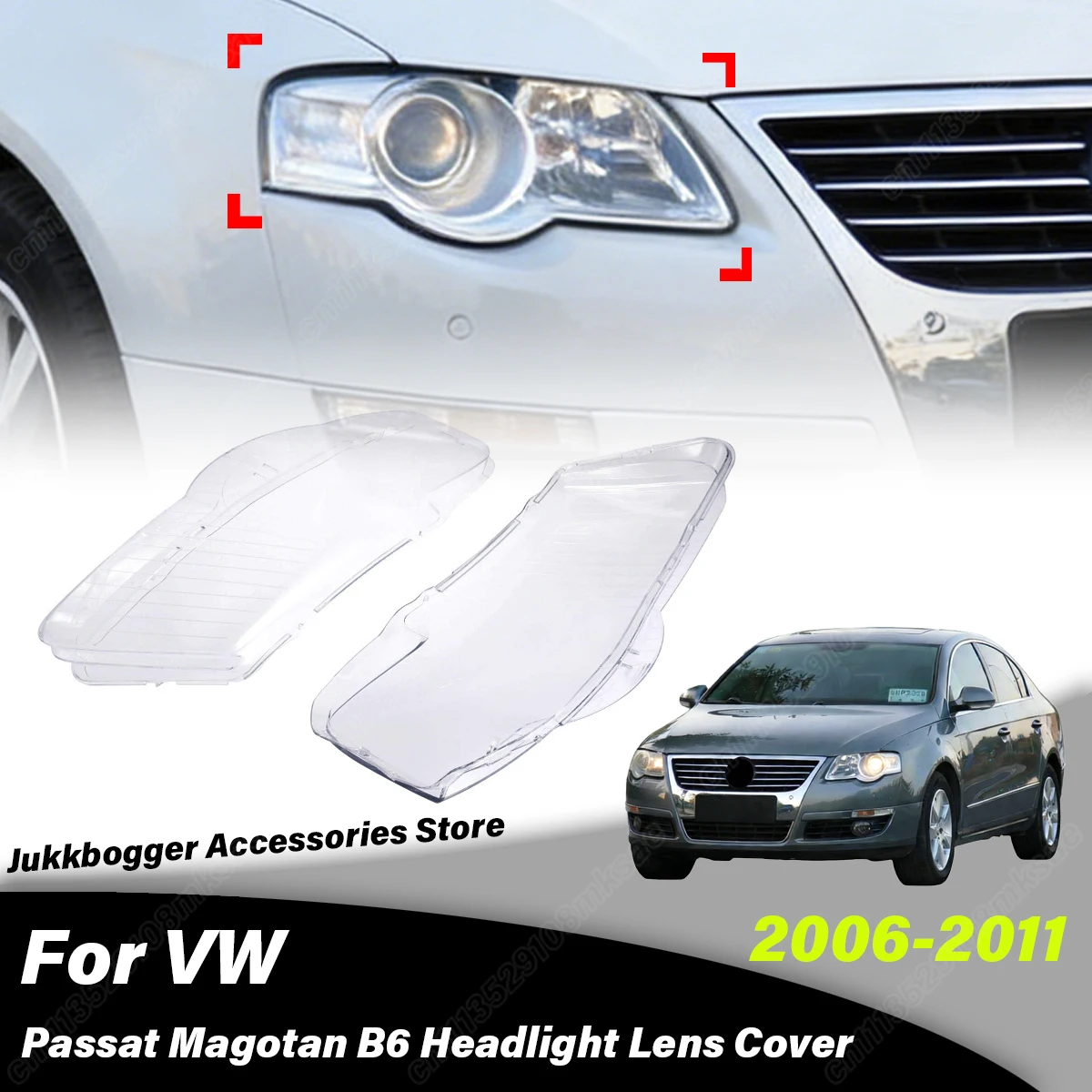 

Для Volkswagen Passat Magotan B6 2006-2011: Комплект декоративных накладок на передние фары (крышки линз)