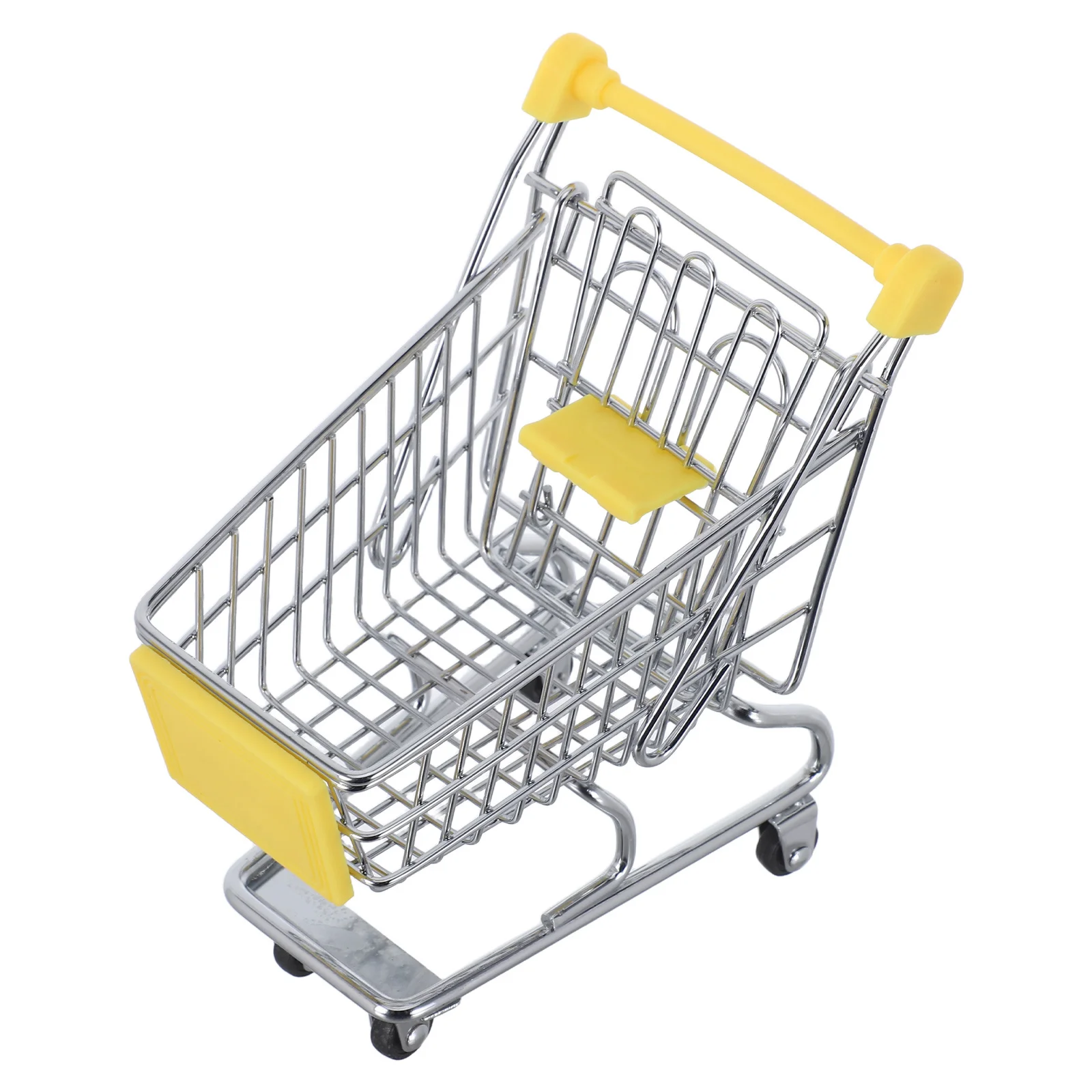 عربة تسوق مصغرة بإطار حديدي قوي وعجلات دوارة ناعمة ومنظم متعدد الوظائف للأطفال الصغار وديكور بيت الدمى #1