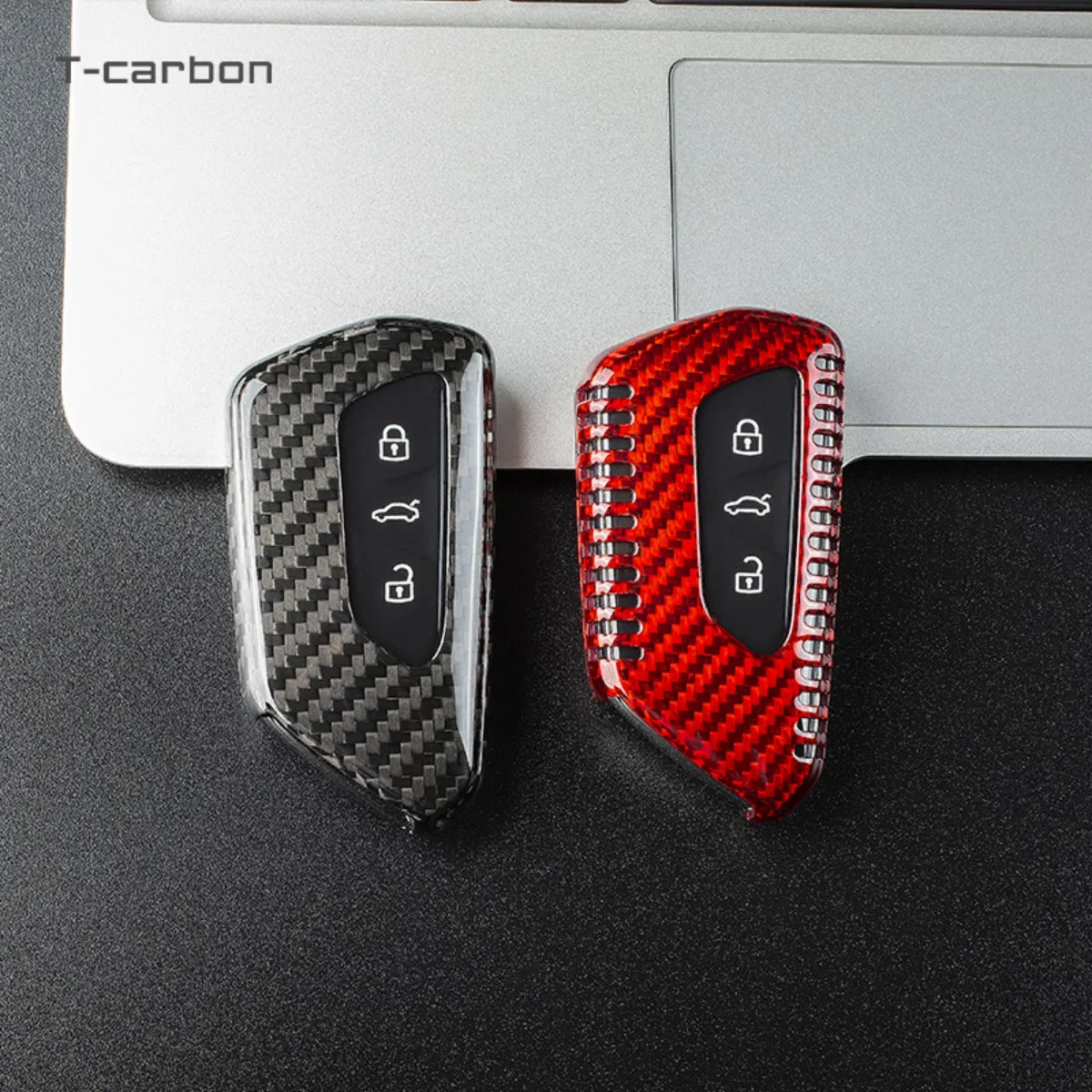 T-carbon Car Key Case Cover Fit VW Volkswagen Golf 8 MK8 Cupra Carbon Fiber For Skoda Octavia A8 SEAT Leon MK4 2020 2021 Forment