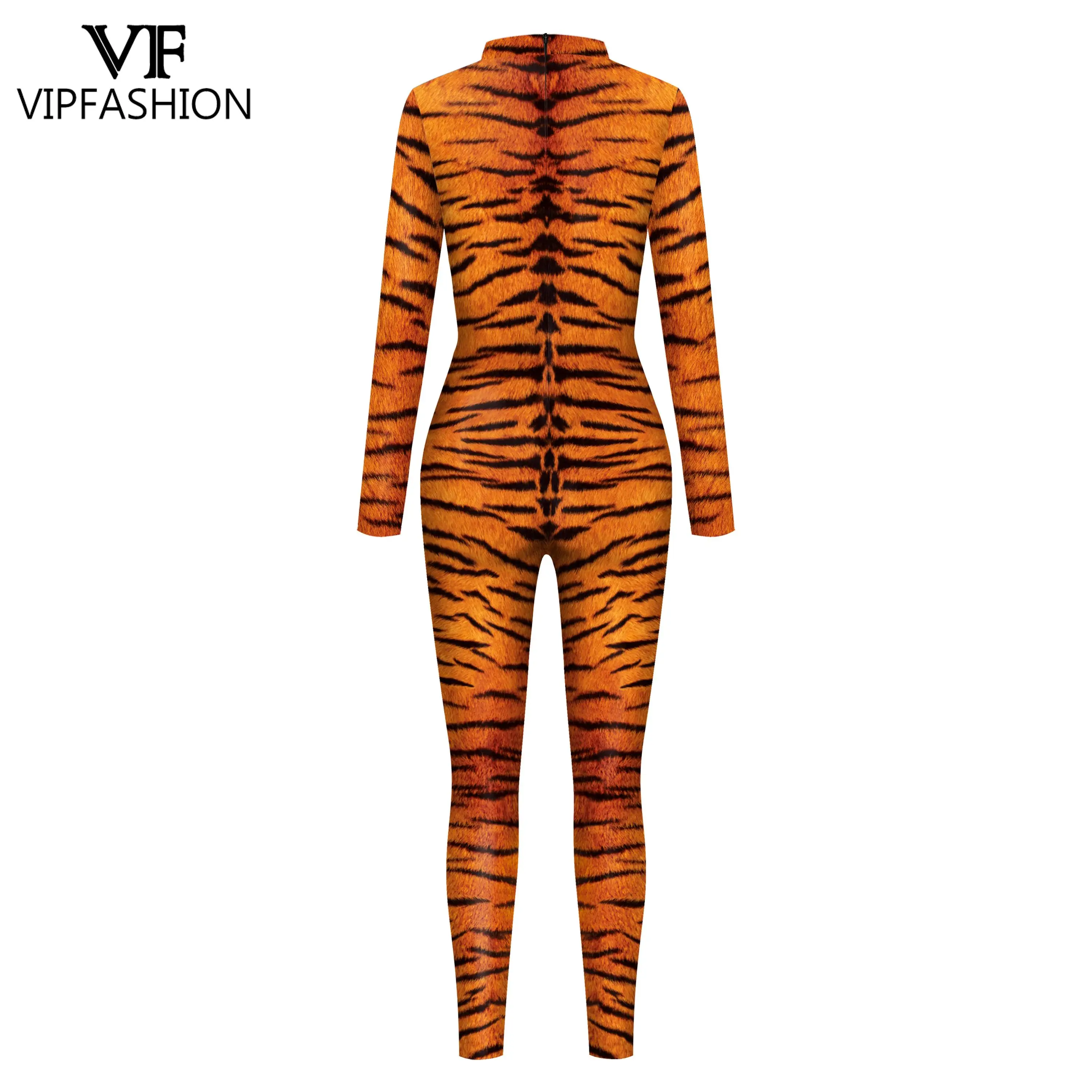 VIP FASHION Tiger Cosplay Costume Adult Kid Animal Bodysuit Carnival Disguise Wear Family Matching Suit Purim Holiday Catsuit