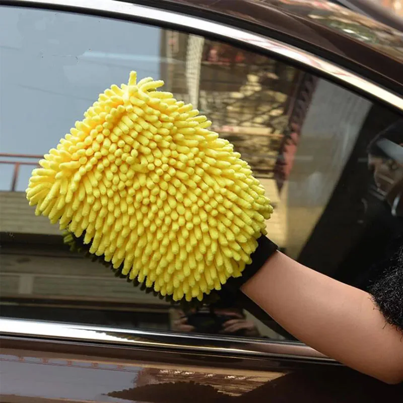 Waterproof Car Wash Microfiber Chenille Gloves Wool Thick Car Cleaning Mitt Wax Detailing Brush Auto Care Double-faced Glove