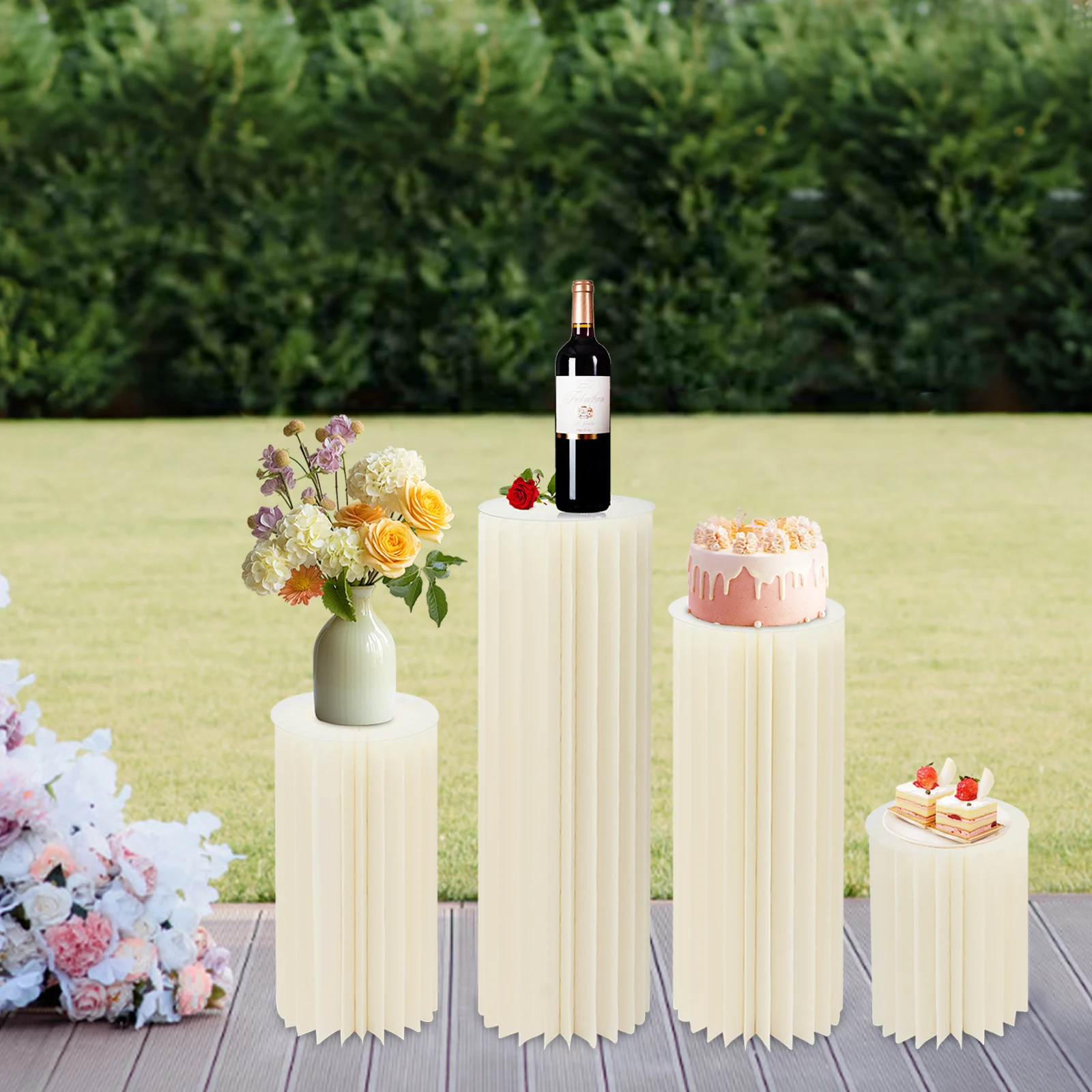 

4 PCs White Cardboard Flower Stand Cylinder Flowers Stand High-quality Material