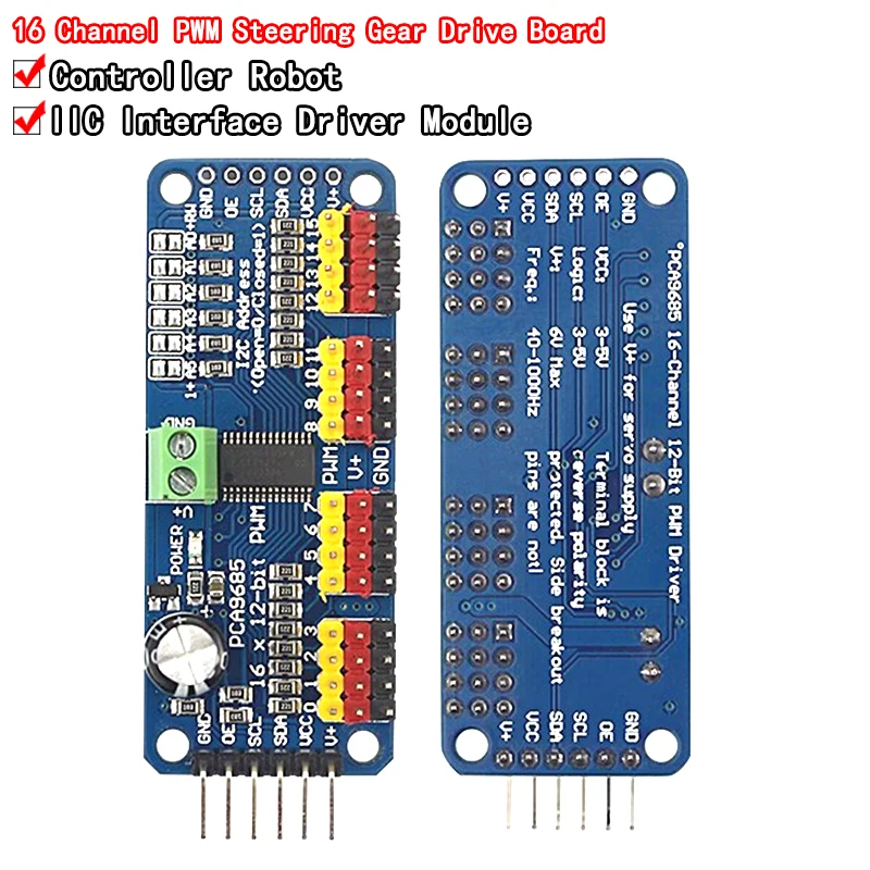 Driver Servo PWM 12-bit 16-saluran-antarmuka I2C-PCA9685 UNTUK Arduino Raspberry Pi DIY perisai Servo modul perisai