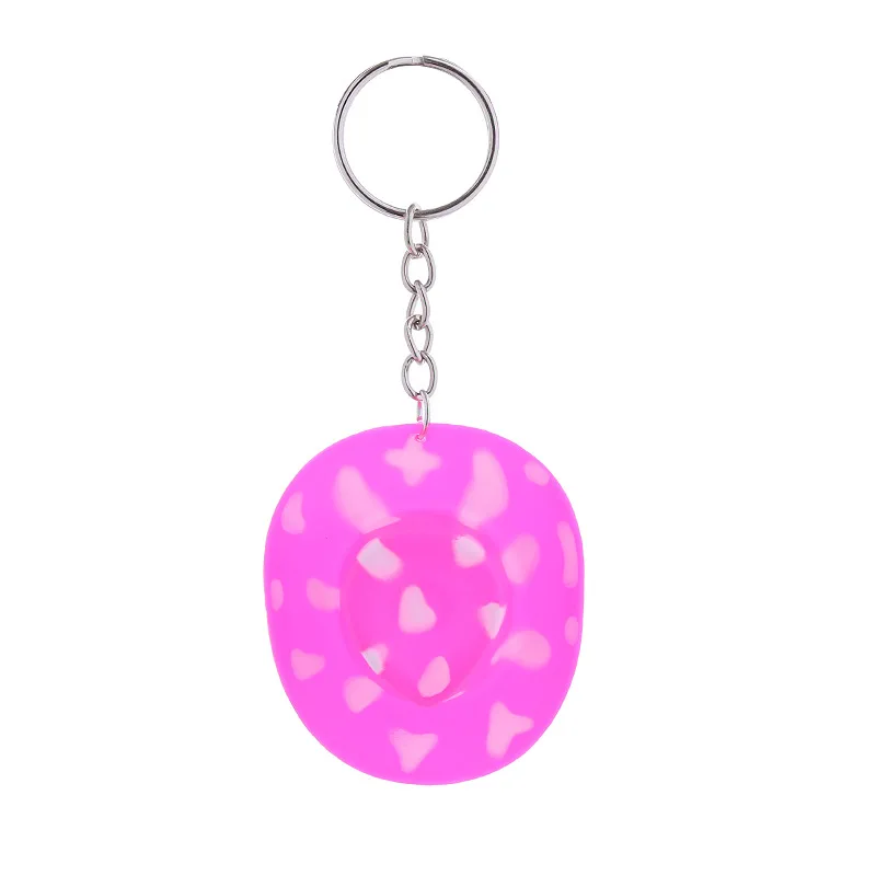 Pink Mini Western Cowboy Hat Keychain For Kids Adult Rhinestone Multicolour Cowgirl Hat Keyring Birthday Bachelorette Party Gift