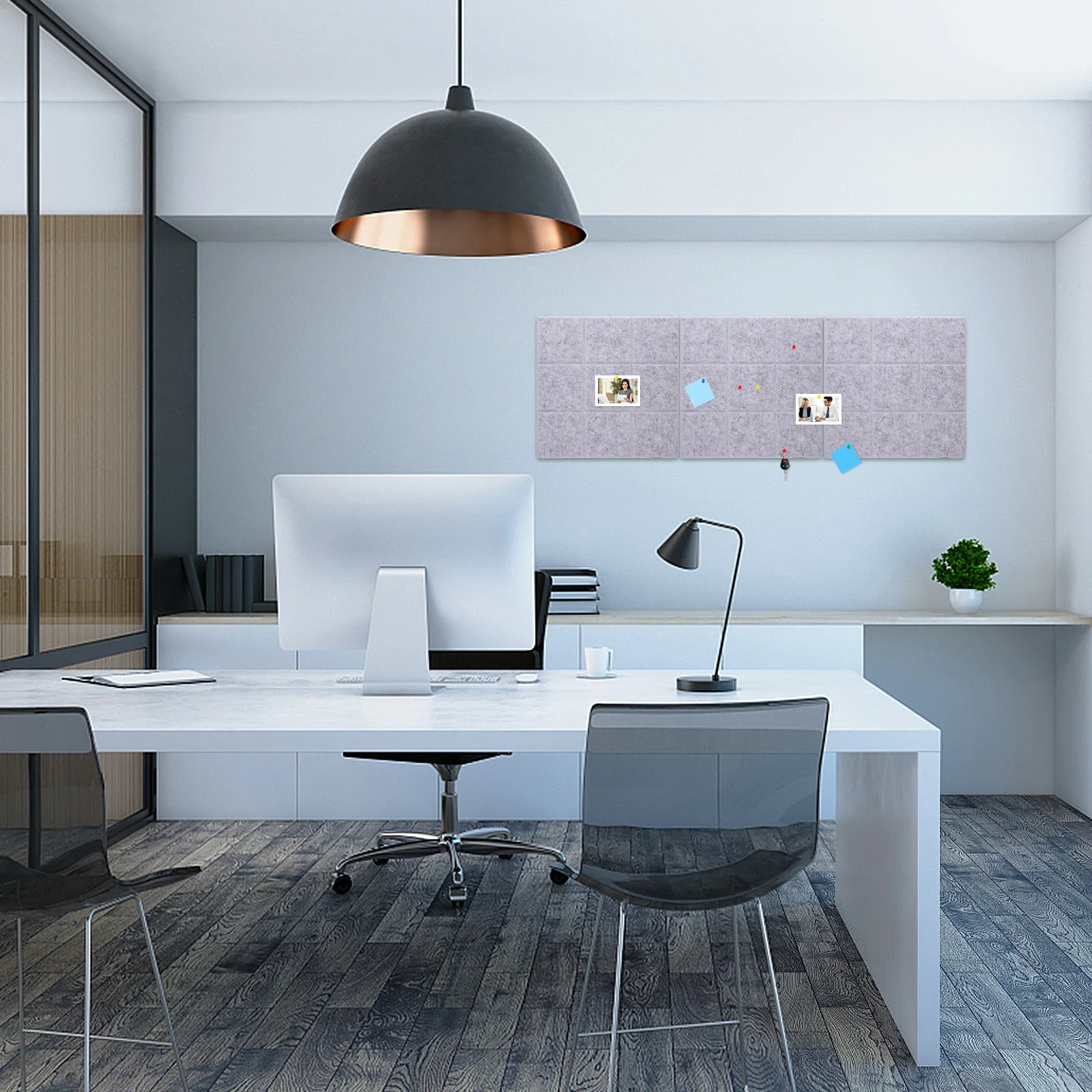

6pcs Felt Bulletin Tiles Self-Adhesive Pin Board For Wall Memo Fabric Message Activity Board Wall Tiles For Office Home