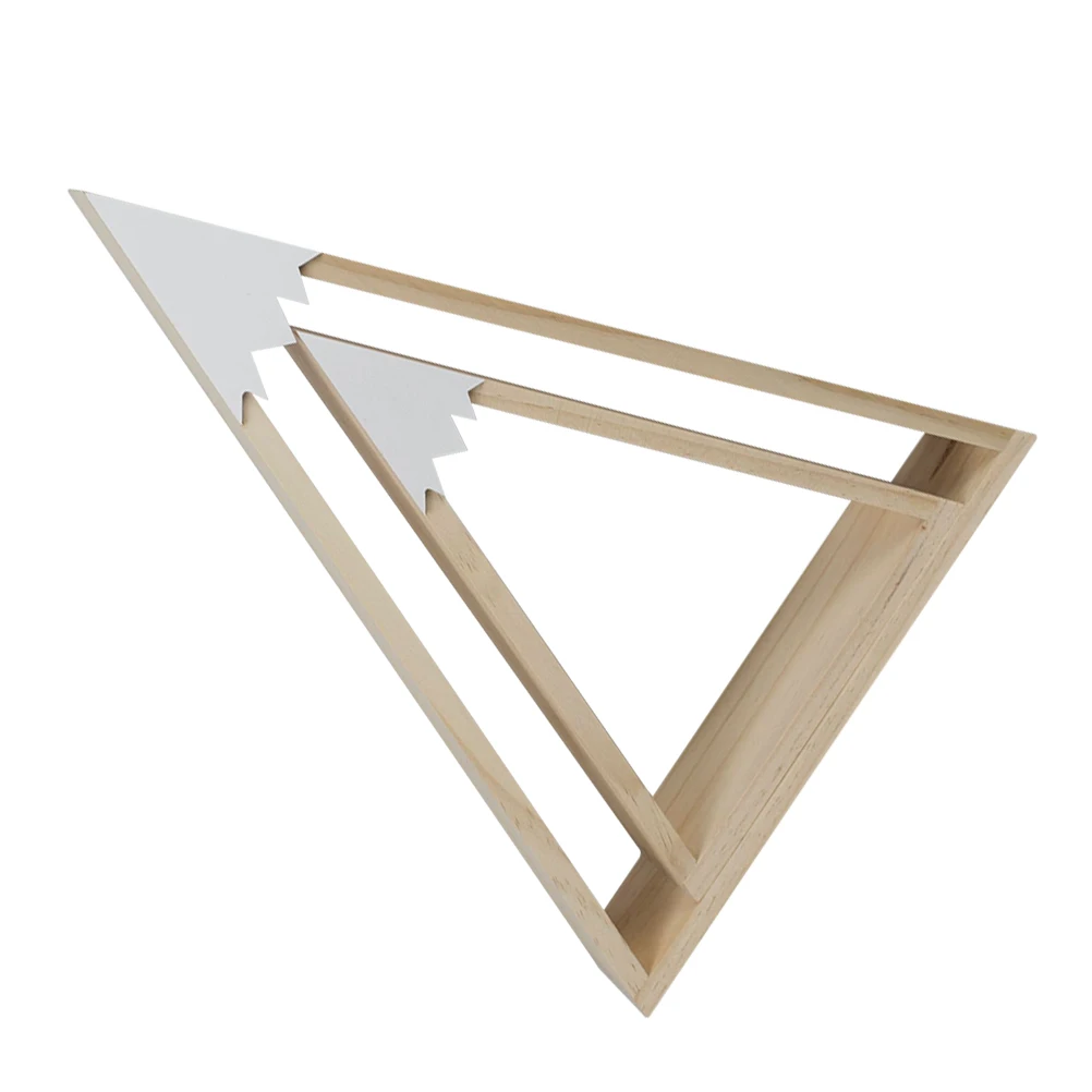 

2pcs Snow Decoration Wooden Wall Decor Triangle Shelf Kids Room Photo Props Home Storage