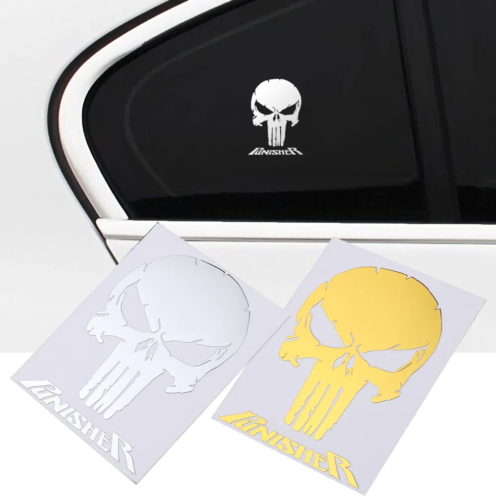 1/2pcs 3D Metal Car Styling Punisher Logo Skull Badges Emblems Auto Dekoration Accessories Universal Phones Stickers