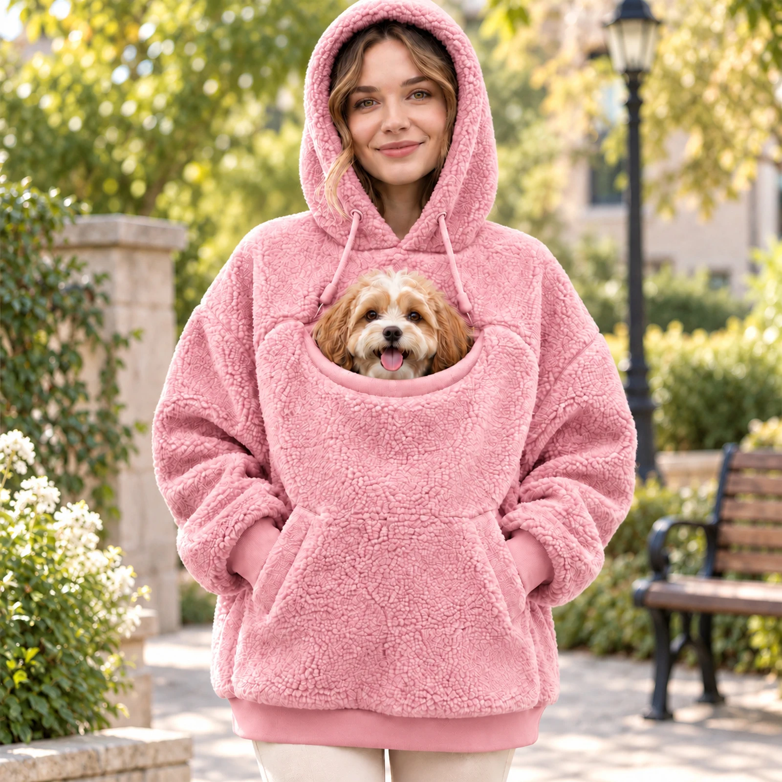 Warm Hoodie Pet Pouch Sweatshirt Cozy Hooded Top Winter Casual Wear Cute Dog Carrier Jacket For Front Casual Women Kangaroo 2026