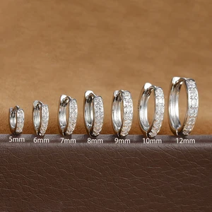 1 Pair de acero inoxidable Huggie Pendientes mínimos de aro 10 mejores cristales de ventas pequeños - №10