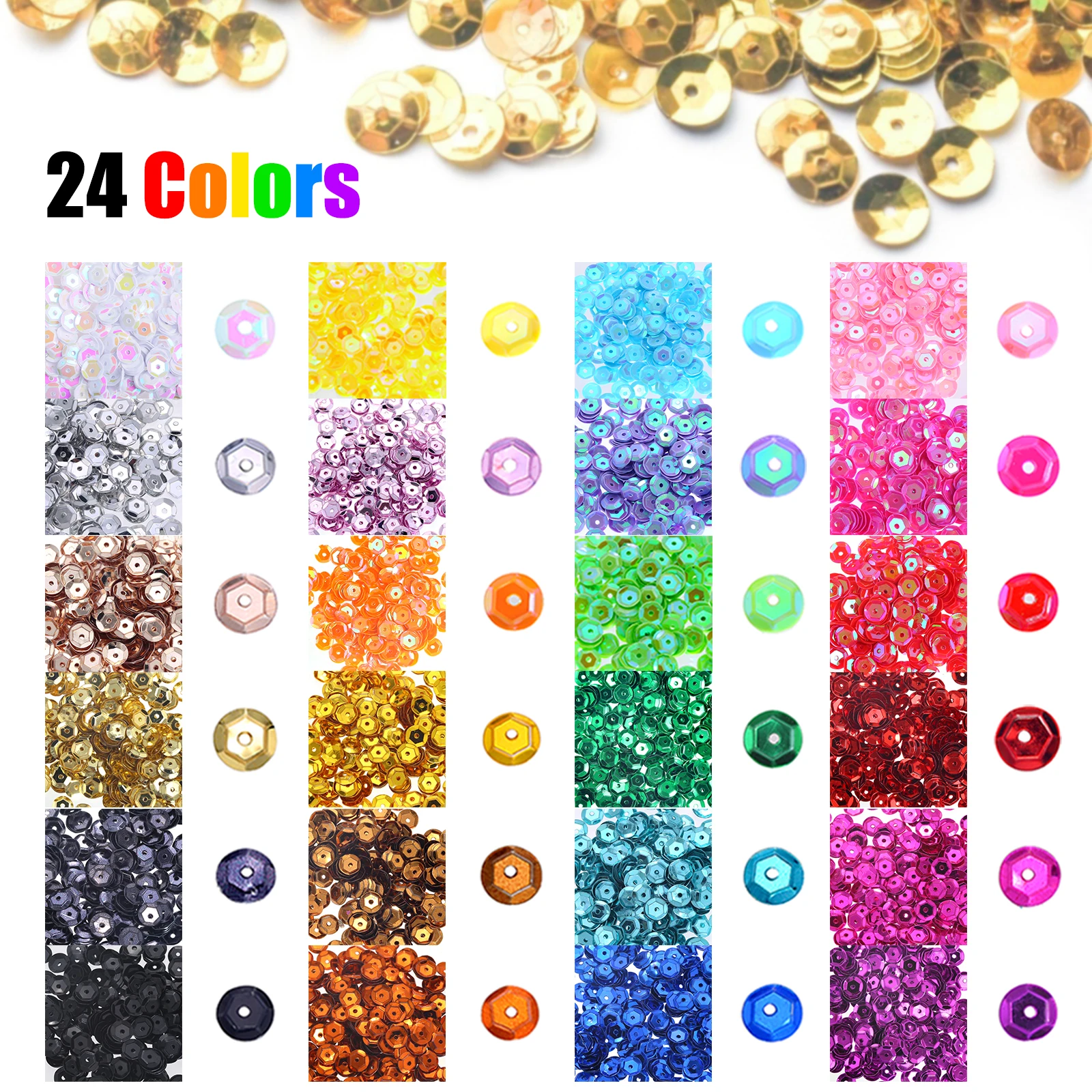 5g/Lot 4mm 6mm 7mm Sequins Loose Round Cup Sequins Paillettes Glitter for Sewing Nail Arts Crafts