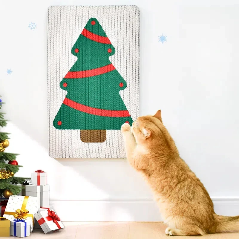 

Christmas tree cat scratcher cat climbing board vertical kitten scratching mat wall attached claw board