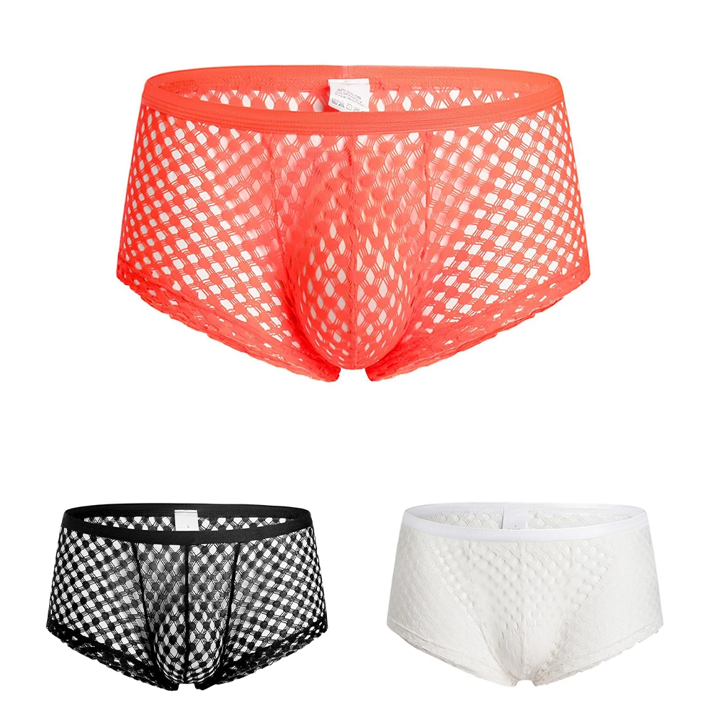 

Men Breathable Mesh Boxer Shorts Briefs See Through Underpants Men Sexy Lingerie Fishnet Shorts Underwear Trunks Men's Clothing