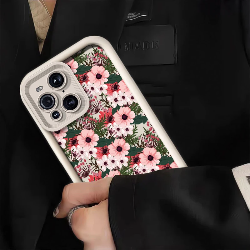 حافظة لهاتف موتورولا موتو G85 G84 G75 G35 G34 G56 G86 Edge 50 60 Funsion 40 Neo E40 E32 E22 غطاء سيليكون مطبوع عليه زهور