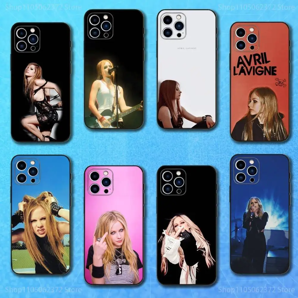 

Hot A-Avril L-Lavigne Singer Phone Case For iPhone 16,15,14,13,12,11 Plus,Pro Max,XS,X,XR,SE,Mini,8,7,Soft Silicone Black Cover