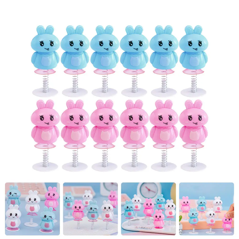 

12Pcs Spring Rabbit Playthings Funny Kids Educational Desktop Hare Bounce Playthings Creative Rabbit Gifts Hare Toys for Kids