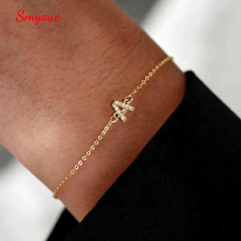 

Smyoue Trendy A Moissanite Bracelets for Women Letter Charm Adjustable Chain 100% 925 Sterling Silver Wedding Fine Jewelry Gifts