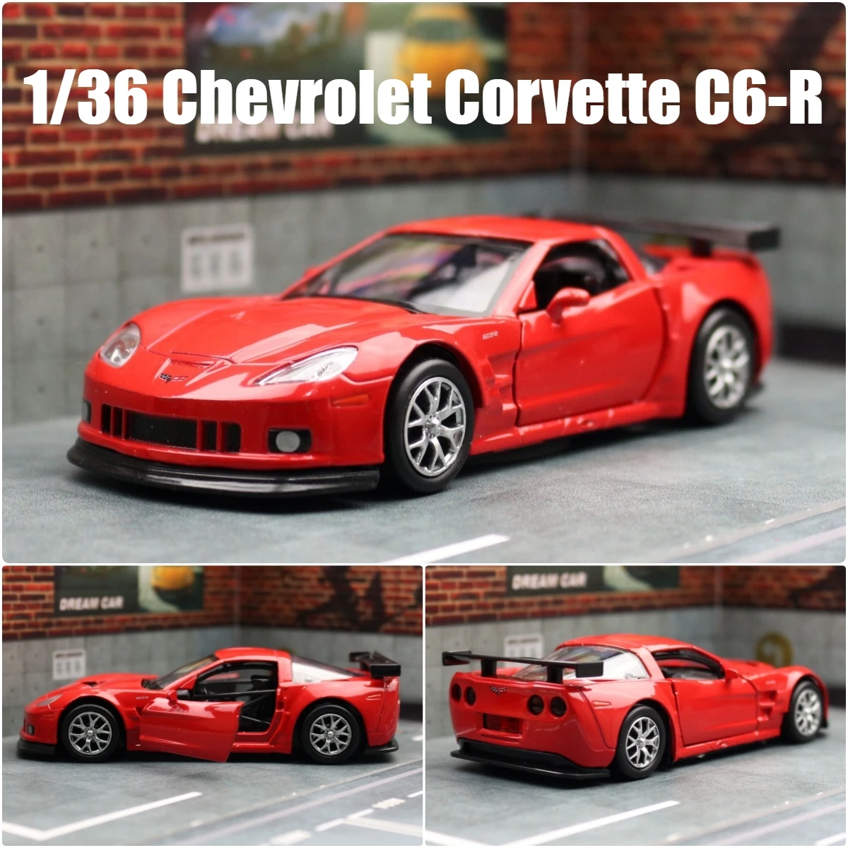 ChevevRader Corvette C6-R子供用おもちゃ車モデル、rmz、都市ダイ