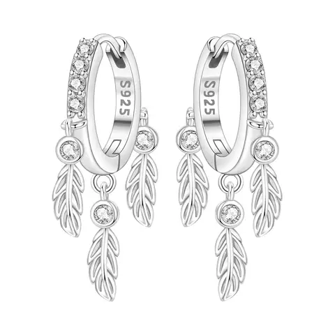 Kolczyki wiszące Orstarry ze srebra próby 925 z motywem pióra, symbol szczęścia, kolczyki damskie, modny, uniwersalny dodatek, biżuteria na imprezę, prezent.