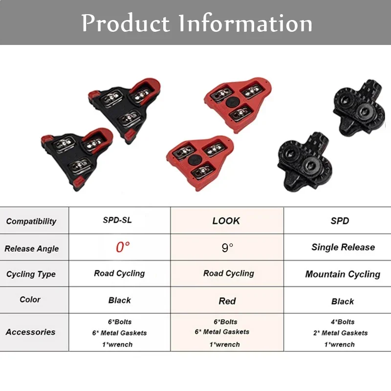 BUCKLOS Mountain Bike Cleats for LOOK DELTA Road Bike Pedal Cleat Fit SPD-SL Cycling Shoes Locking Pedal Cleat Bicycle Parts