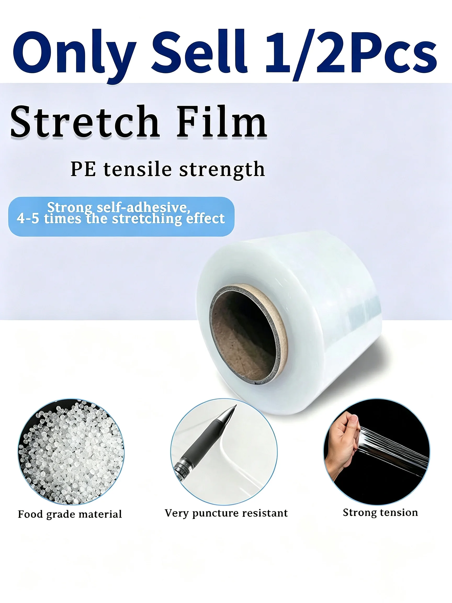Mini Stretch Film 1/2 Roll High Strength No Heating Bottle Packaging Supplies Suitable for Bottles Cans Seals Tin Cans Lipstick