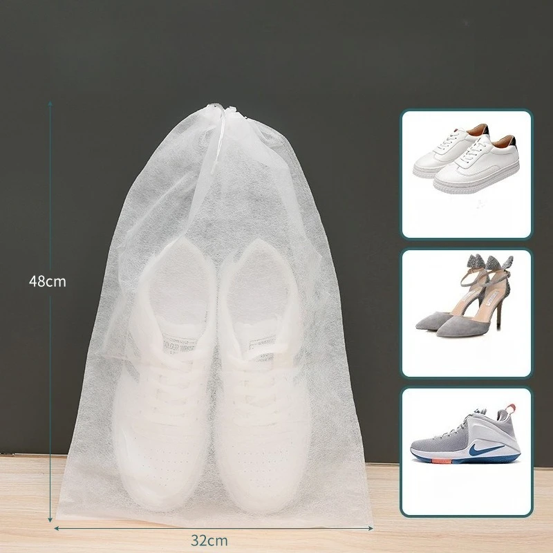 Drawstring Shoe Storage Bag Dustproof Breathable Quick Dry Organizer Pouch Travel Home Closet Non Woven Portable Hanging Protect view 5