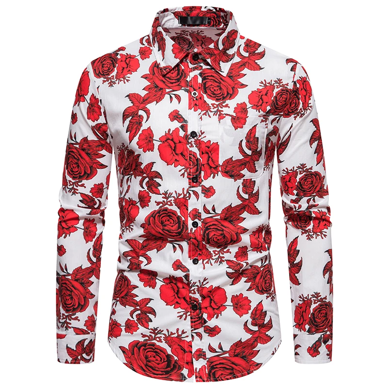 New Happyjeffery Men's Dress Shirts Long Sleeve Tops Men Male Floral Shirts Business Casual Man Prom Wedding Shirt LS25